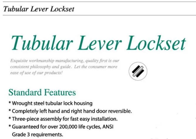 6401sn Door Lock, Tubular Lever Lock, Lever Lockset, Handle Lock, Door Hardware