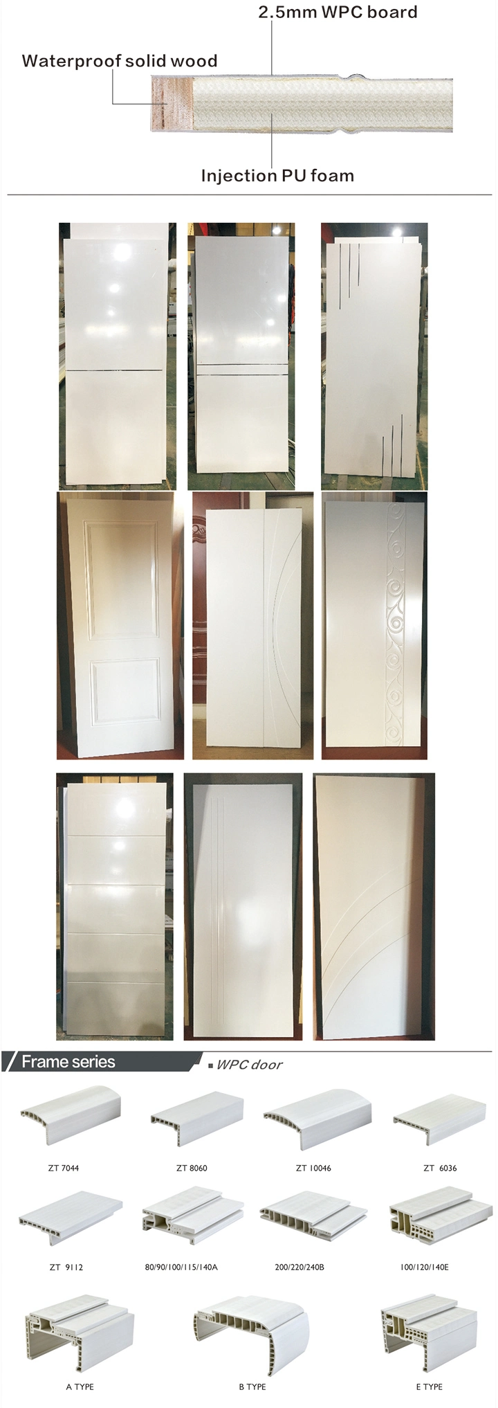 Best Selling Interior Waterproof Pocket Cheap Price WPC Door and Frame