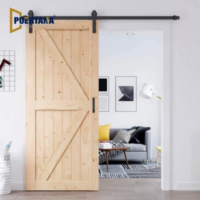 Puertas corredizas de granero para habitación interior de madera sólida moderna de diseño insonoro