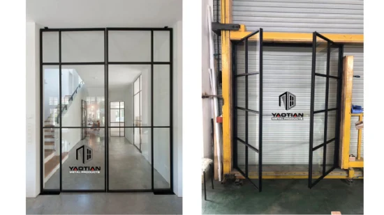 Puerta interior de vidrio templado pintado negro personalizado resistente contemporáneo